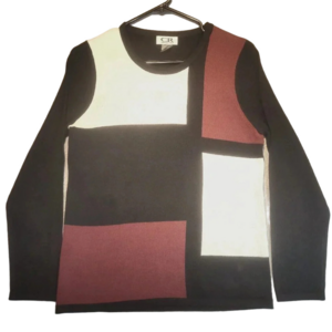 Women's  Carroll Reed Black/White/Red Long Sleeve Sweater Size Small